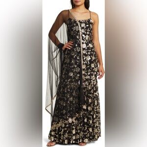 Naya Floral Sequin Long Sleeve Gharara with Dupatta